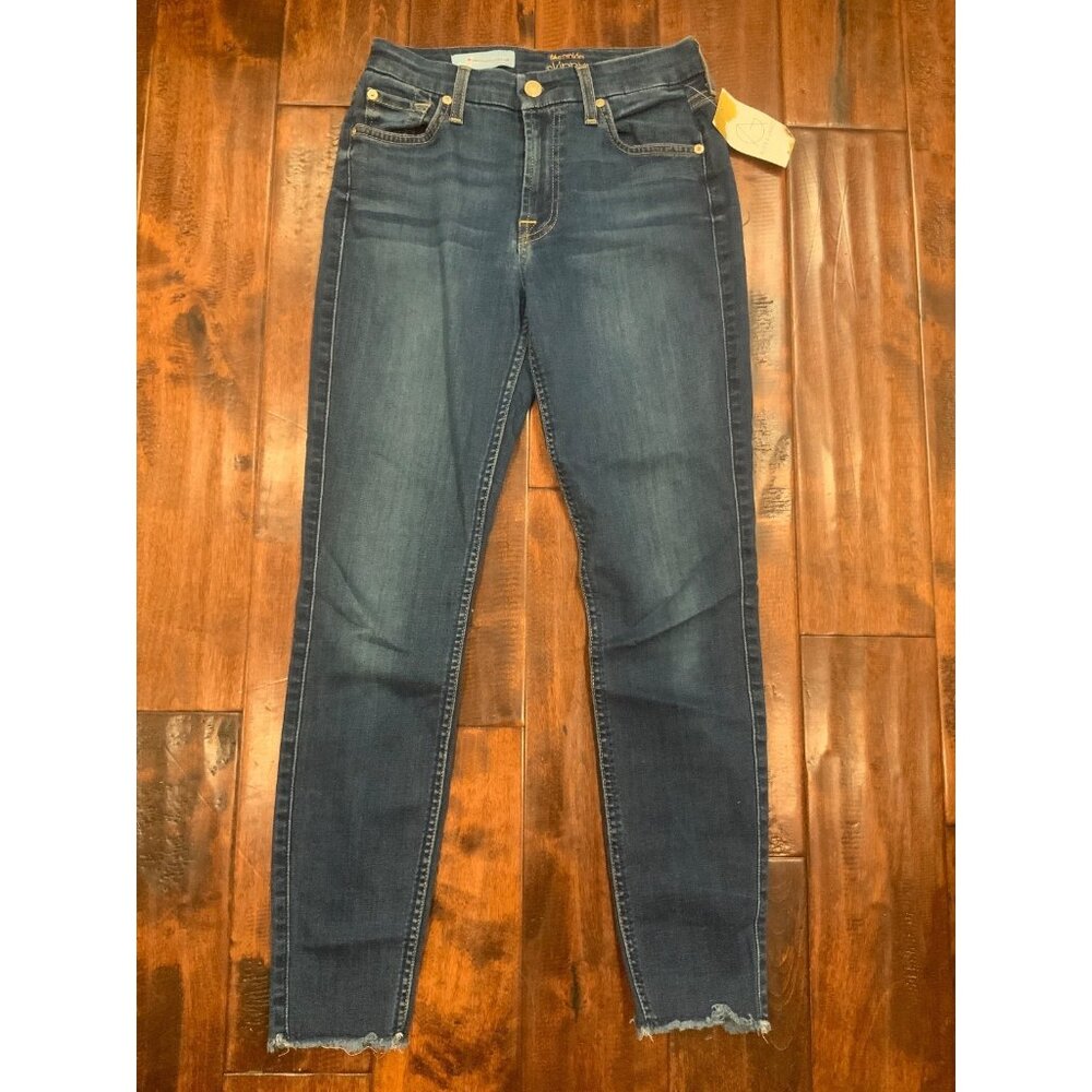 7 For All Mankind Blue Medium Wash Denim Ankle Skinny Jeans, Size 26